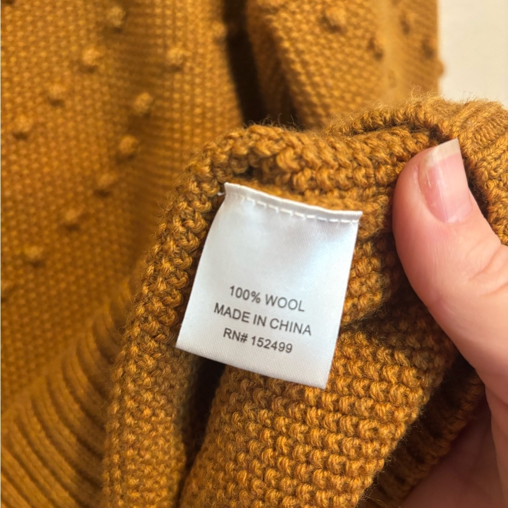 Deep Mustard Yellow Wool Sweater, Comfy Cozy Indie Boho, Woman’s size L - Picture 3 of 6